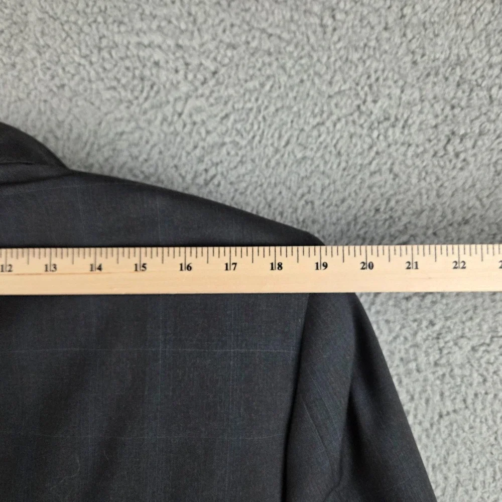 Peter Millar Blazer Sport‎ Coat Jacket 2-Button 100% Wool Mens 40R Gray Plaid